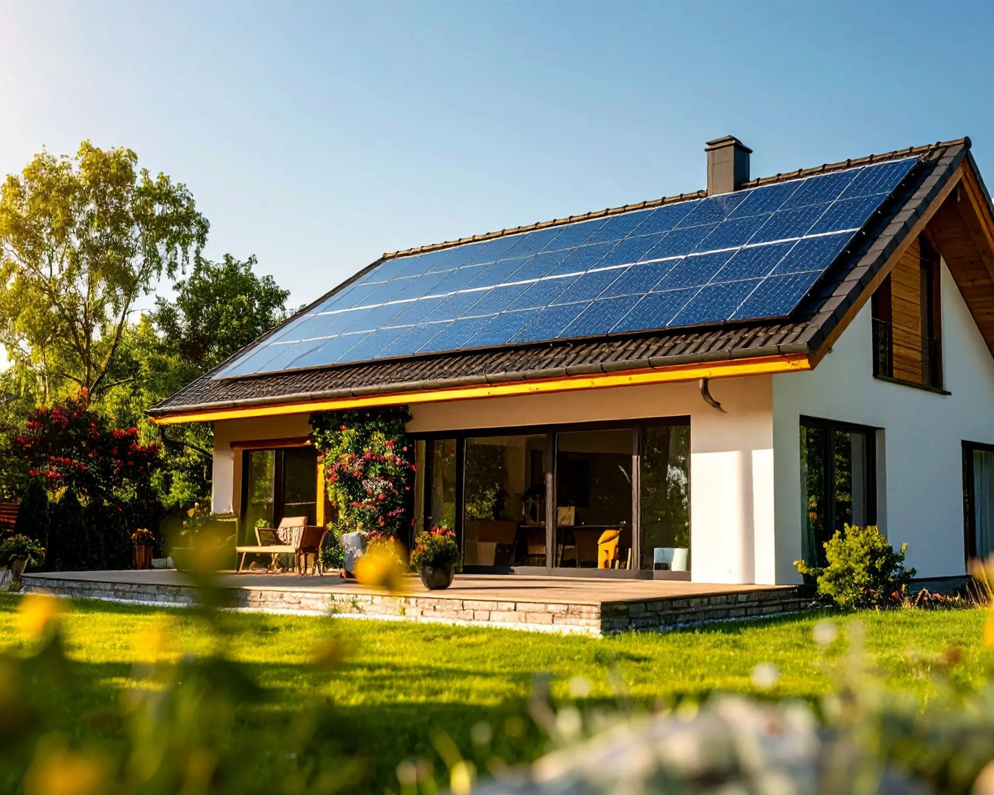 Sistema de energia solar instalado em residência